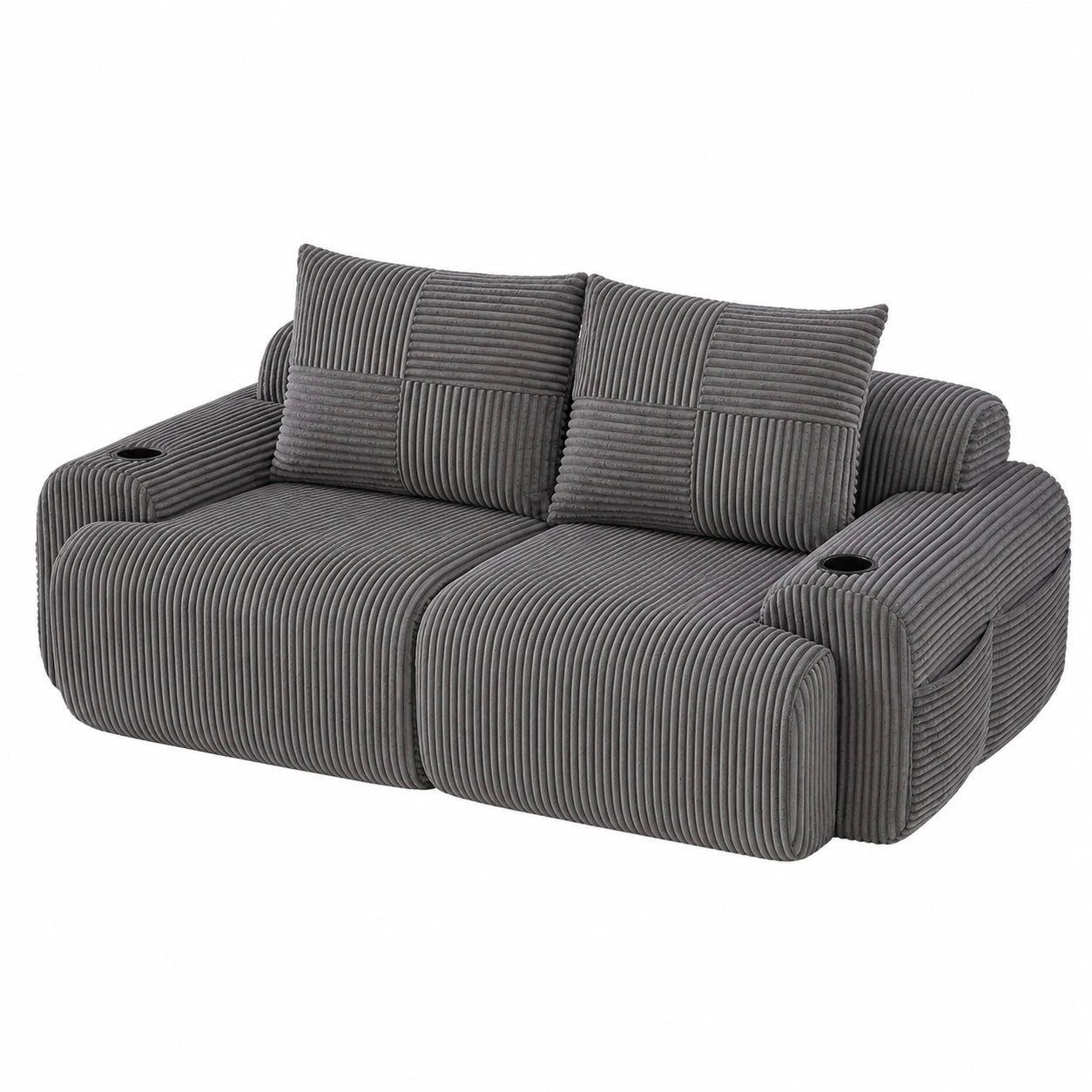 Modulares Sofa für zwei Personen, mit Getränkehalter und Seitentasche, ideal für Wohnzimmer