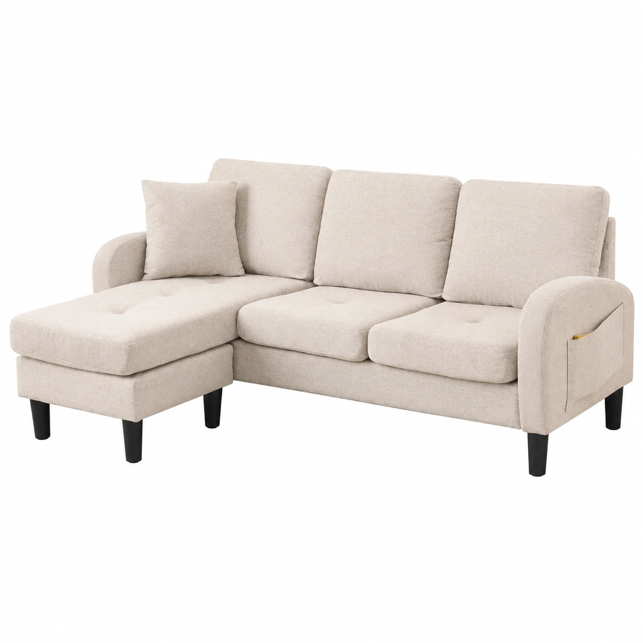 Ecksofa mit Chaiselongue, 3-Sitzer, Atmungsaktiver Bezug, für Wohnzimmer & Büro, 166x118x77 cm