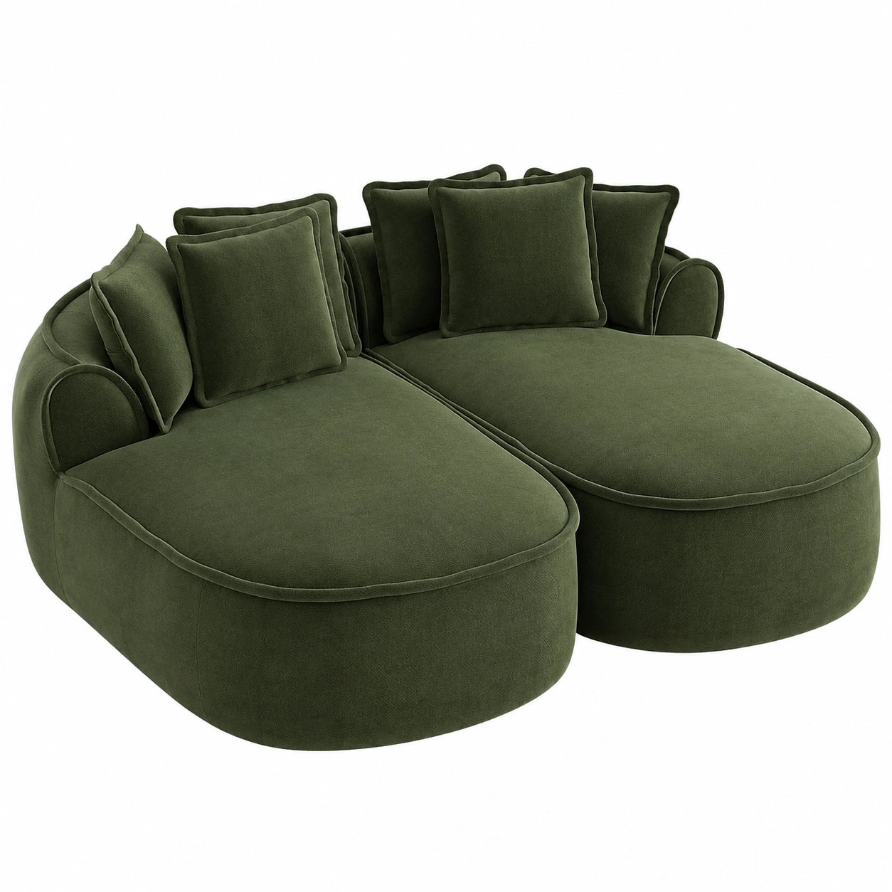 Gemütliches Modulsofa mit 6 Kissen, ohne Rahmen, 184x164x67cm, Grün