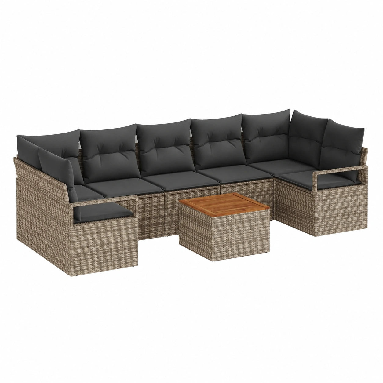Modulares graues Gartensofa-Set mit Beistelltisch, wetterfeste Loungemöbel für Balkon und Terrasse