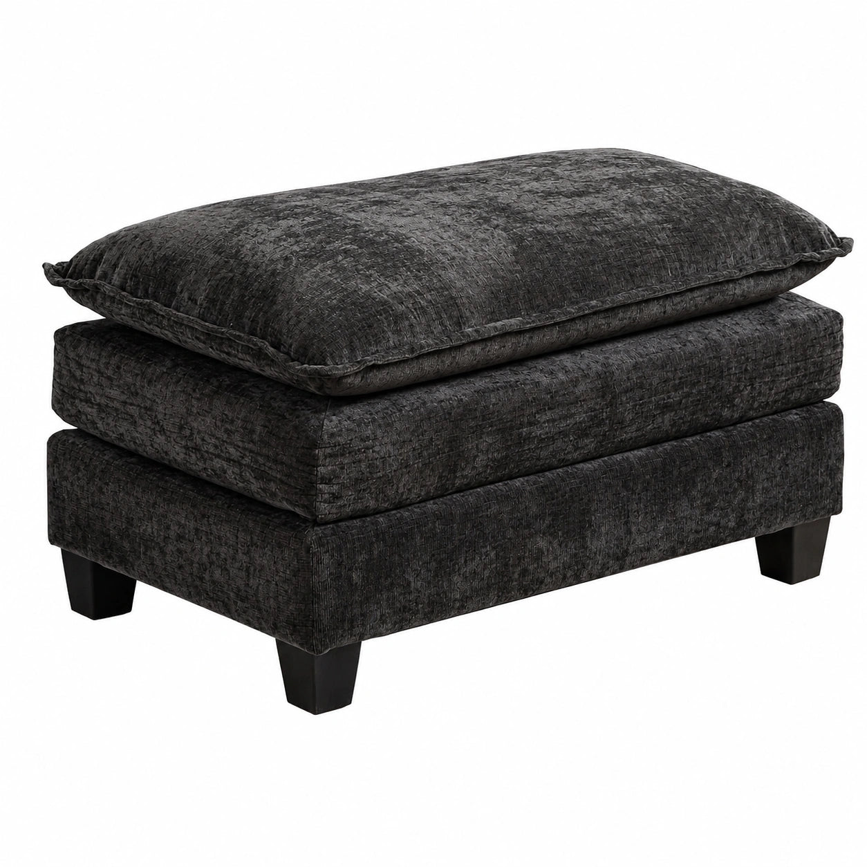 Modulares Cloud Sofa in Chenille, Komfortable Couch mit Doppelschicht-Polsterung, Flexible Lösung für Wohnzimmer, Schlafzimmer und Apartment (Schwarz, Ottomane)