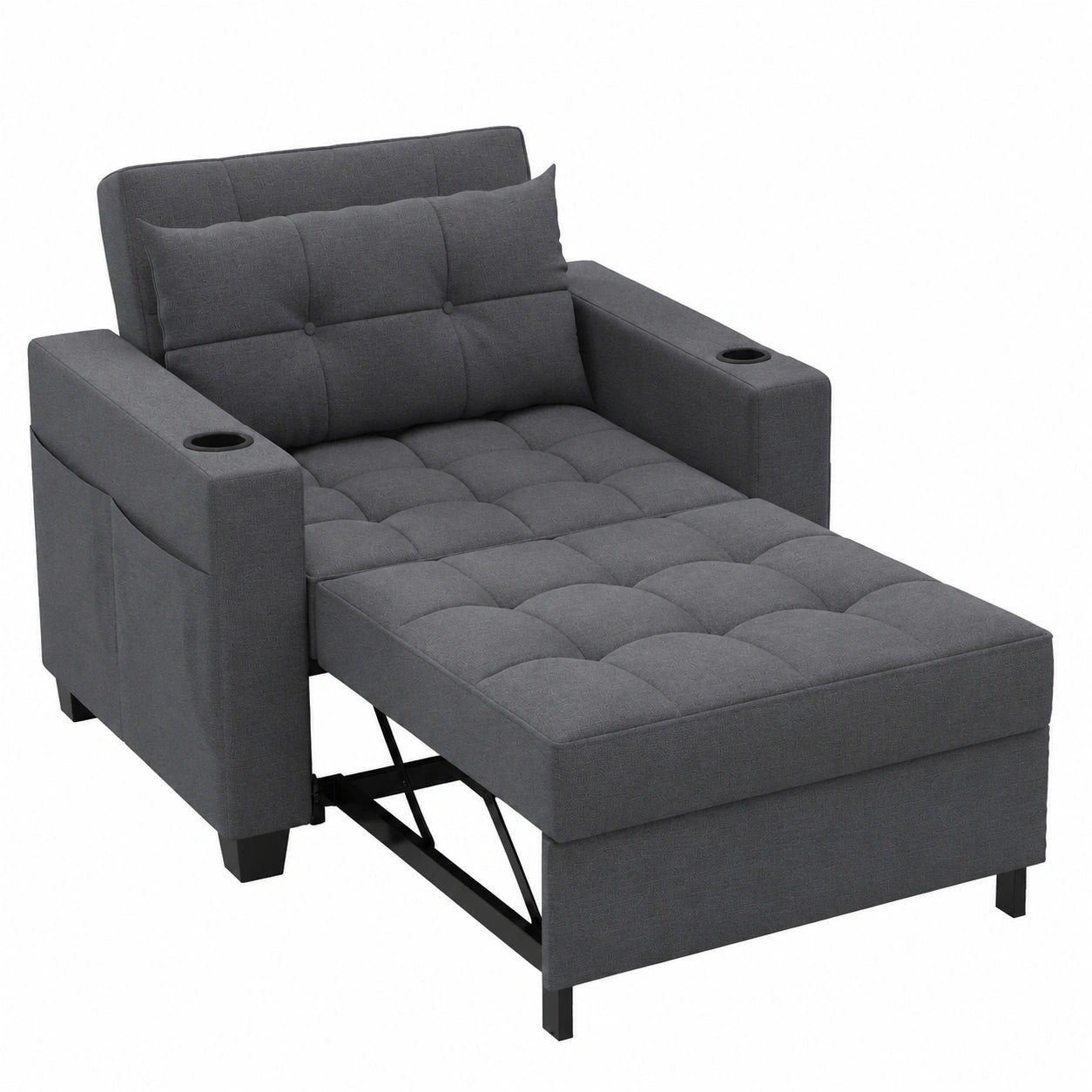 Multifunktionales Schlafsofa mit USB, Getränkehalter und verstellbarem Design, ideal für kleine Räume