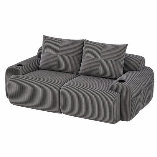 Modulares Sofa für zwei Personen, mit Getränkehalter und Seitentasche, ideal für Wohnzimmer