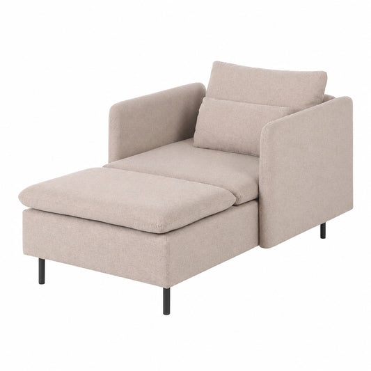 Modulares Chaiselongue Sofa aus beigem Stoff mit schlanken Armlehnen – Egeris Modell