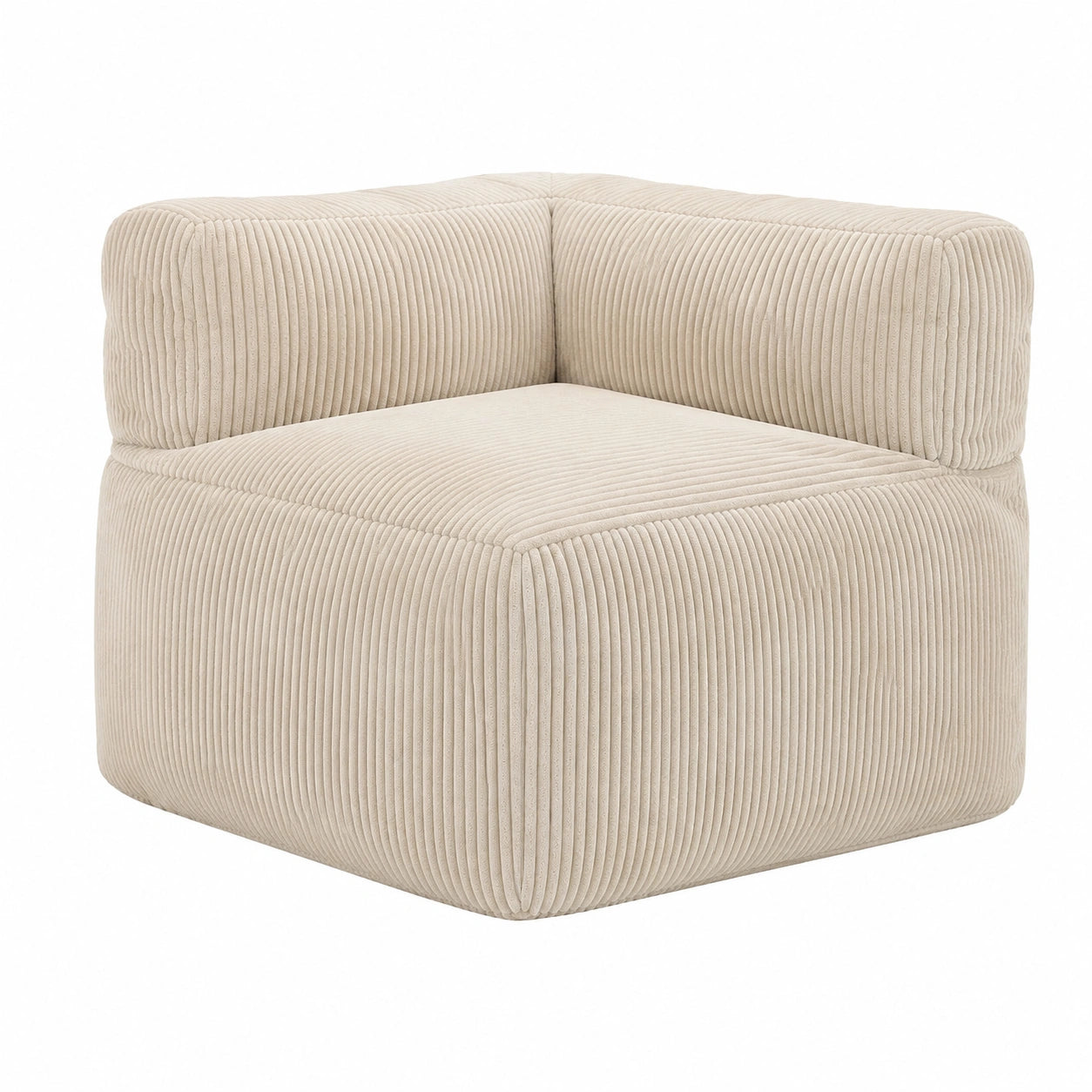 Modulares Ecksofa aus Cordstoff für Erwachsene, Beige, Bequemer Sitzsack mit Schaumstofffüllung, Lounge-Möbel für Wohnzimmer