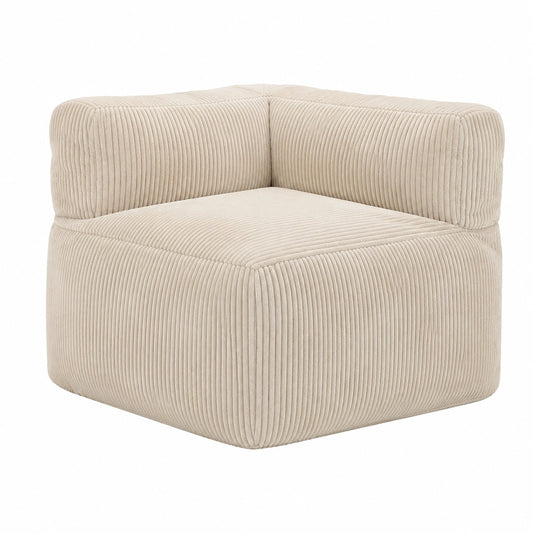 Modulares Ecksofa aus Cordstoff für Erwachsene, Beige, Bequemer Sitzsack mit Schaumstofffüllung, Lounge-Möbel für Wohnzimmer