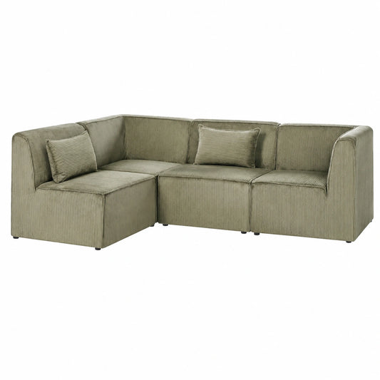 Modulares Ecksofa aus Cord in Grün, 4-Sitzer, modernes Design, rechtsseitig - Lemvig