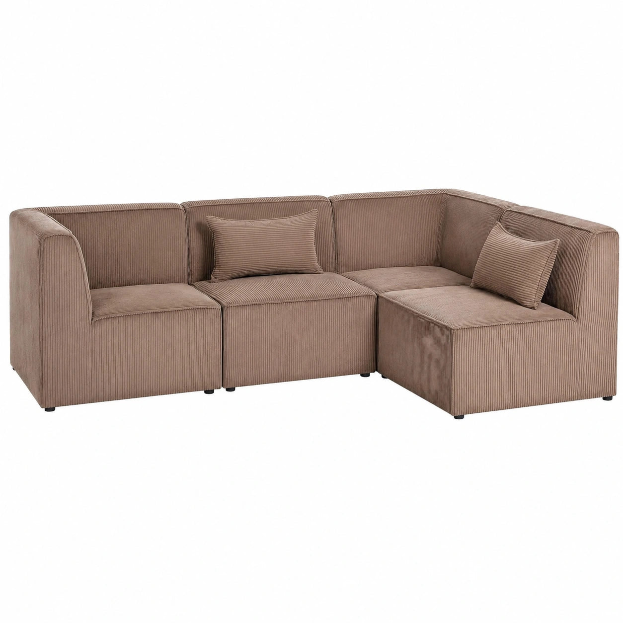 4-Sitzer Modulsofa aus Cord in Sandbeige mit linker Ausrichtung - Modernes Design