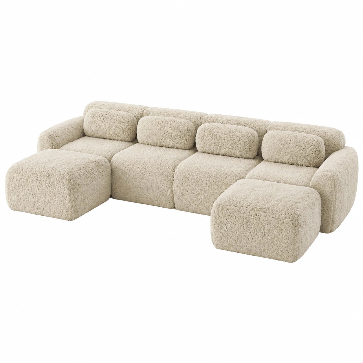 Modulares U-förmiges Ecksofa in Hellkhaki für das Wohnzimmer