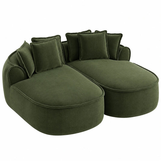 Gemütliches Modulsofa mit 6 Kissen, ohne Rahmen, 184x164x67cm, Grün