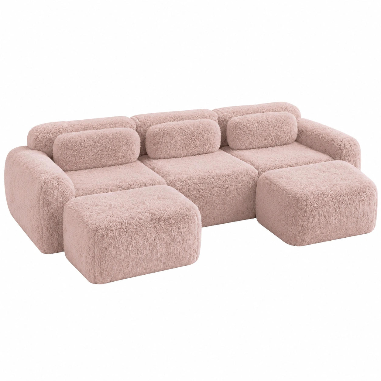 Modulares U-förmiges Ecksofa, Großzügiges Kuschelsofa in Pink für das Wohnzimmer