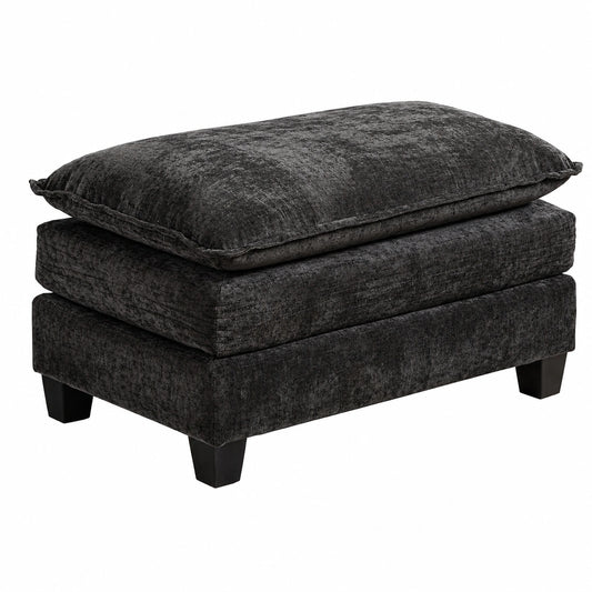 Modulares Cloud Sofa in Chenille, Komfortable Couch mit Doppelschicht-Polsterung, Flexible Lösung für Wohnzimmer, Schlafzimmer und Apartment (Schwarz, Ottomane)