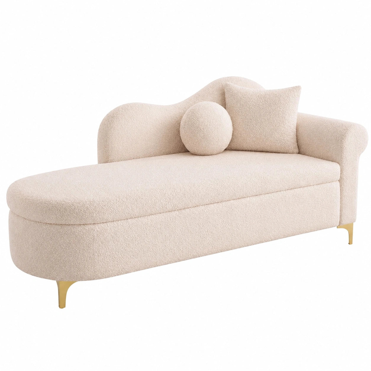 Merax Schlafsofa mit Stauraum, Moderne Chaiselongue aus Teddyplüsch, Ergonomische Rückenlehne, Hochdichtes Polster, Inklusive Kissen, Rosa