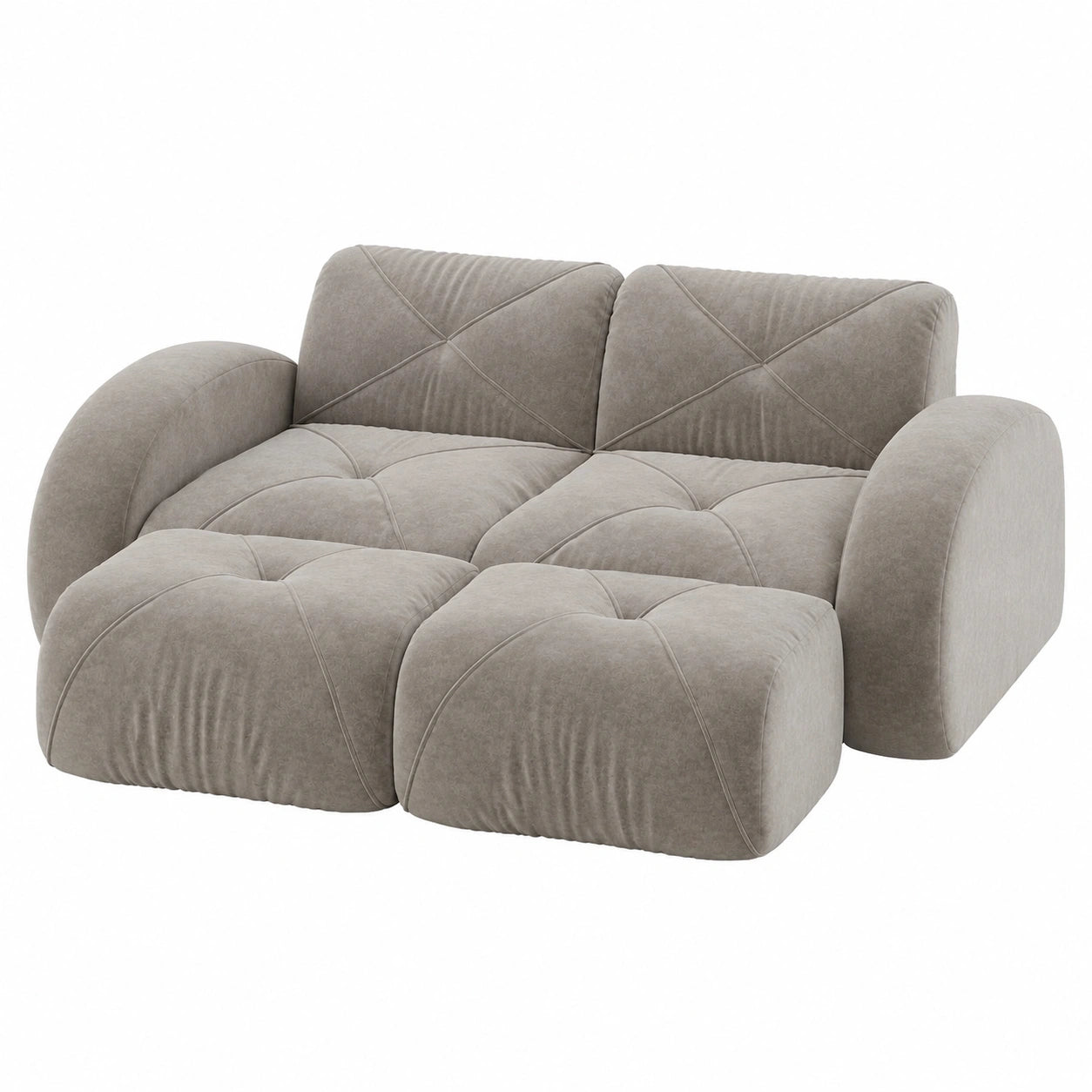 Dolamaní 2-Sitzer-Sofa mit Fußhockern, Chenille Stoff, Hochdichtes 32D Schaum, Rahmenlos, Rutschfest, Montagefrei, Braun