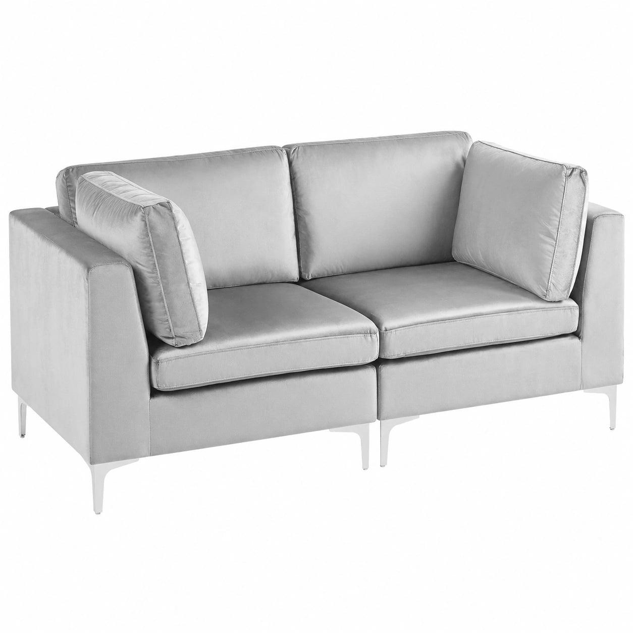 Modulares Samtsofa in Grau, 2-Sitzer Evja für stilvolles Wohnen