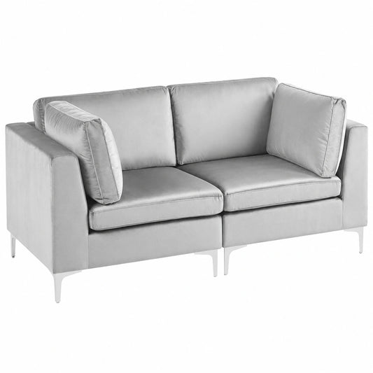 Modulares Samtsofa in Grau, 2-Sitzer Evja für stilvolles Wohnen