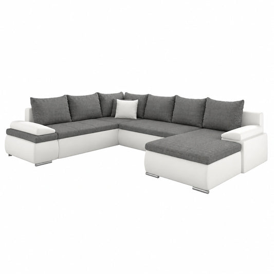 Modernes Ecksofa Marcello XXL in Weiß und Grau mit Schlaffunktion
