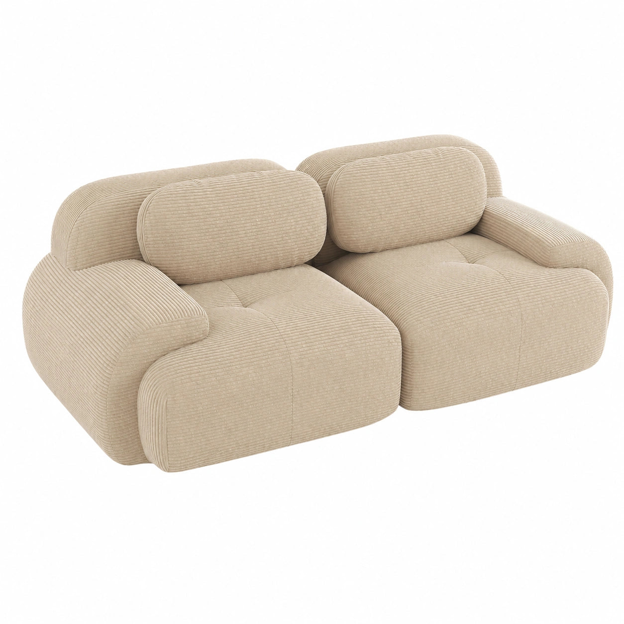 Bladez 2-Sitzer Loveseat aus Cordstoff mit geschwungenen Armlehnen, rutschfestem Boden, Beige, für Wohnzimmer