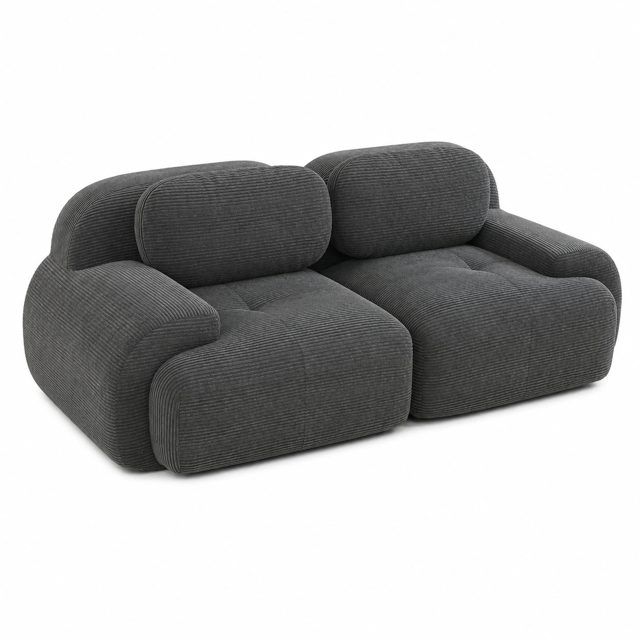 Gemütliches Loveseat Sofa aus Cord für Wohnzimmer – Moderner 2-Sitzer mit ergonomischen Armlehnen und rutschfester Basis – Komfort in Grau