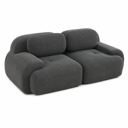 Gemütliches Loveseat Sofa aus Cord für Wohnzimmer – Moderner 2-Sitzer mit ergonomischen Armlehnen und rutschfester Basis – Komfort in Grau