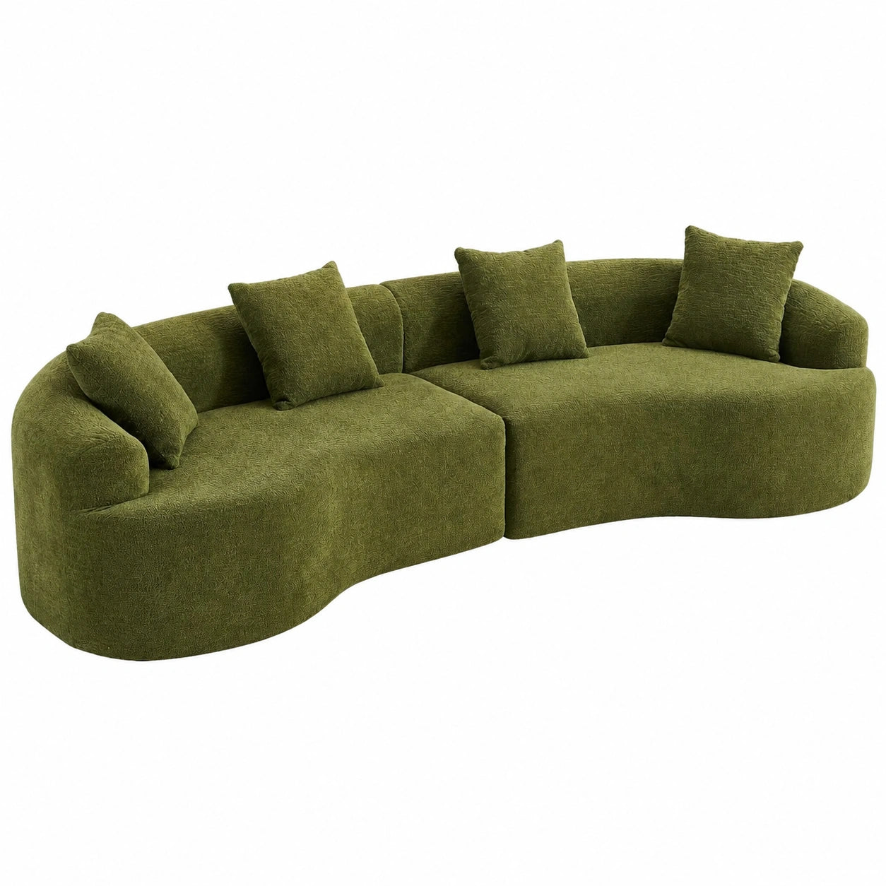 Modernes 4-Sitzer Chenille-Sofa in Grün - Funktional, Bequem und Montagefrei