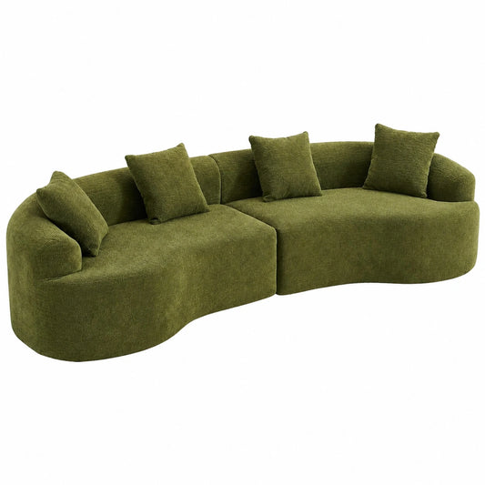 Modernes 4-Sitzer Chenille-Sofa in Grün - Funktional, Bequem und Montagefrei